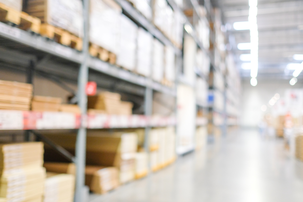 Blurred business background, Blur warehouse with bokeh light bac Blurred business background, Blur warehouse with bokeh light background