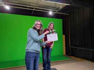 Trudy and Amy from Bible Society Australia recording for the Auslan Bible Project.